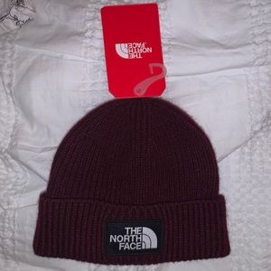 Burgundy North Face beanie
